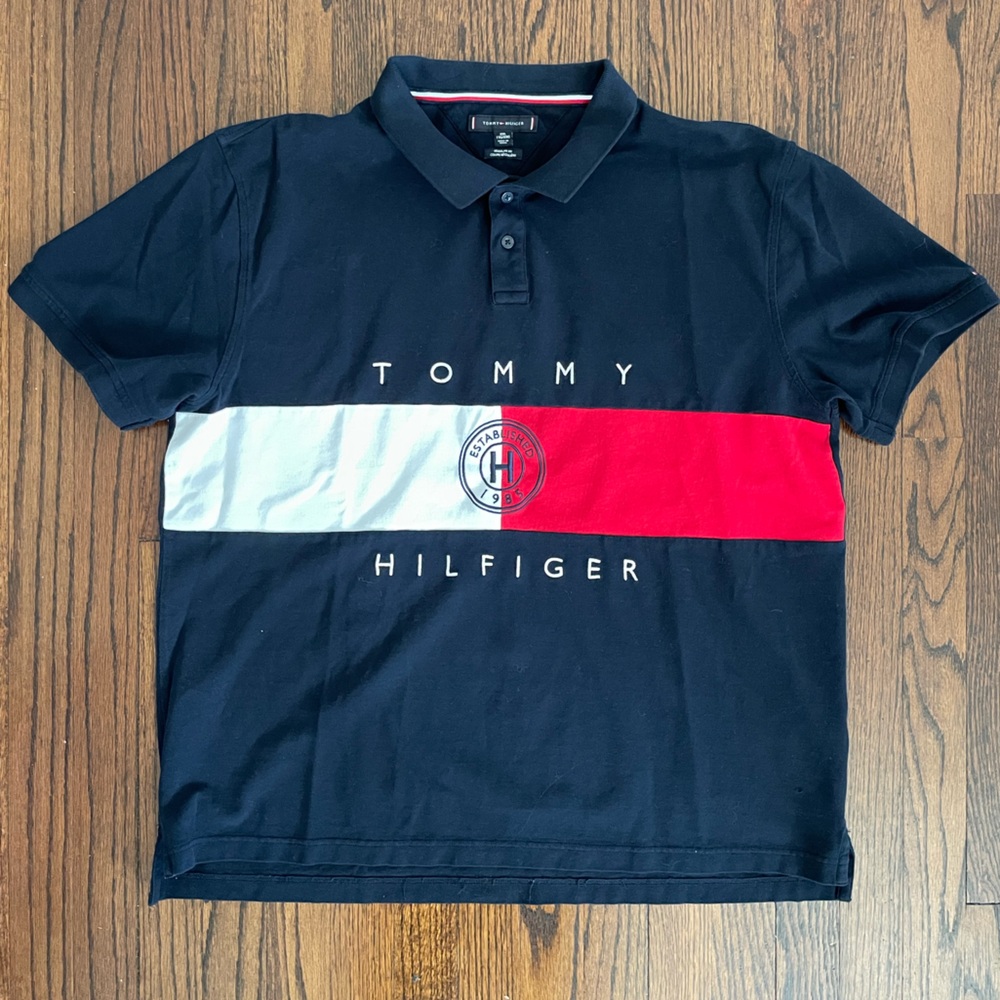 90’s Vintage Tommy Hilfiger Colorblock Logo Polo – Men’s XXL (Regular Fit)